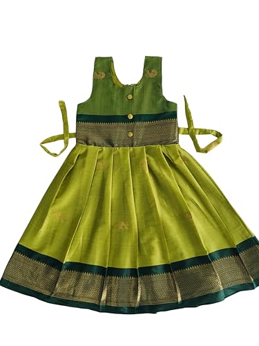 Image of Girls South Indian Traditional pattu Pavadai Tapeta Frock | South Indian Pattu Pavadai Ethnic Wear for Girl | Weddings & Festival