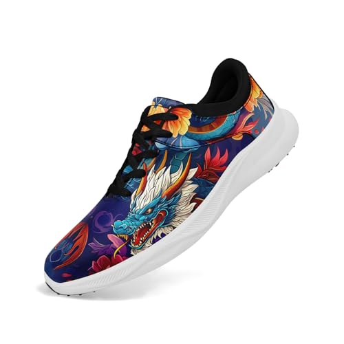 Men's Dragon Golf Shoes, Athletic Spikeless Golf Sneakers Non-Slip Cushion Waterproof Walking Shoes for Women