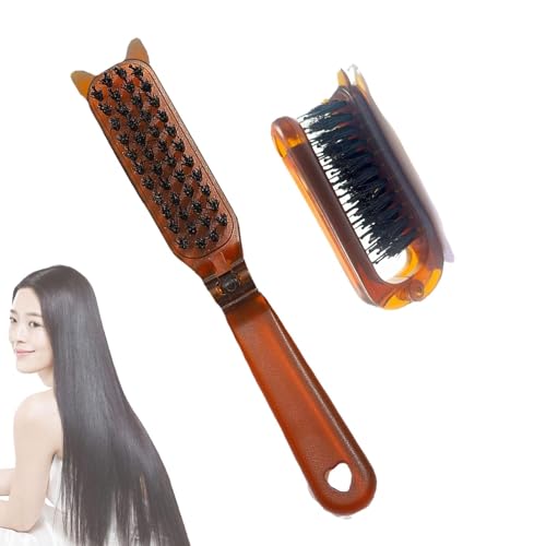 折りたたみヘアコーム、折りたたみヘアブラシ - トラベルヘアコーム - 帯電防止トラベルヘアコーム、ポータブルマッサージヘアブラシ、旅行に優しい女性、男性用