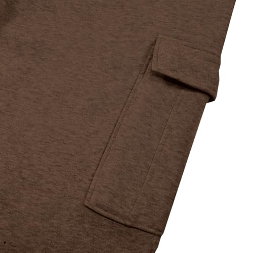 Bakgeerle Mens Sweatsuits 2 Piece Set Fleece Hoodies and Cargo Sweatpants Set Casual Athletic Tracksuits Winter Jogging Suit Mens Tracksuits 2 Piece Sweat Suits Track Suits Brown