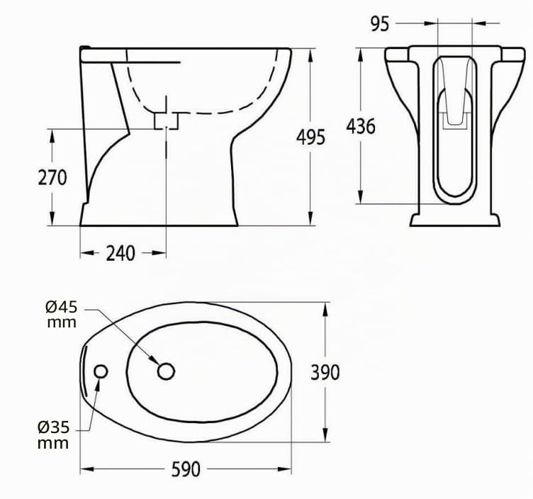 Idral Easy 10207 – Bidé de Suelo para Personas con Movilidad Reducida (PMR) – Cerámica Vitreous China – Diseño Ergonómico Adaptado – Blanco