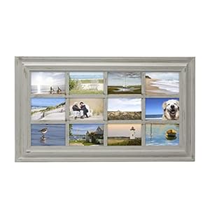 MELANNCO Window Collage Frame for wall Wall Decor Farmhouse Picture Frame Displays 4×6 photos 17×29 Inch 12 Opening Distressed Gray