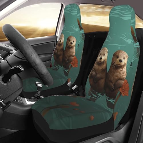 Housses de siège de voiture universelles au motif loutres en tissu respirant