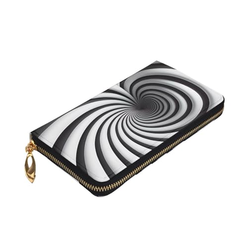 Spiral Optical Illusion GIF Prints Leather Long Clutch Wallet for Fashionable Girls and Women - Durable, Stylish, and Functional, Black, One Size3