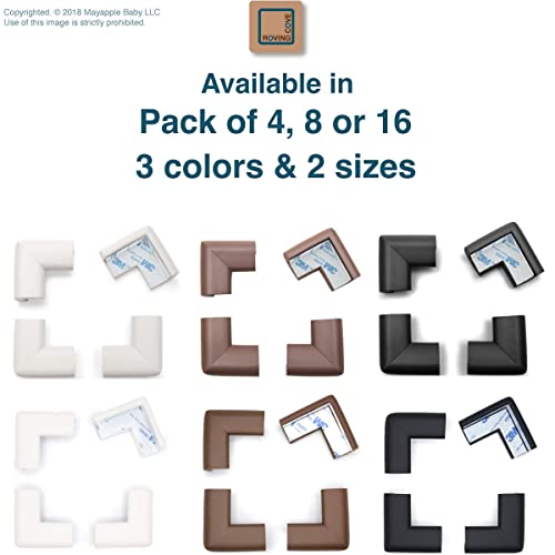 Corner Protector For Baby (4 Large Corners) - Rovingcove Hefty-Fit Heavy-Duty Soft Rubber Foam Furniture Corner Bumper Guards, 3M Adhesive Pre-Taped, Onyx Black #TOP5