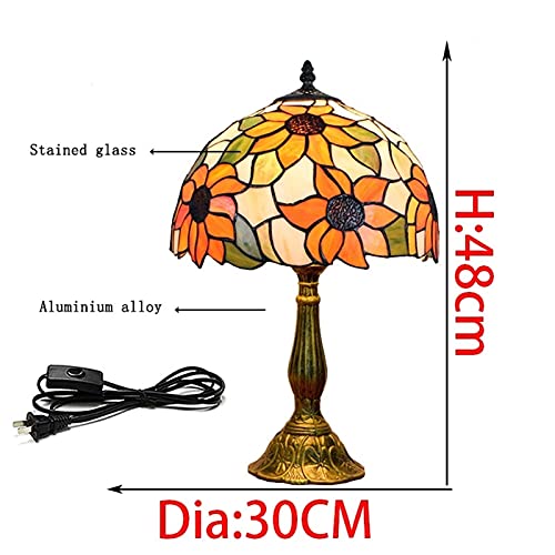 Blivuself Tiffany Lamp Stained Glass Lamp Sunflower Yellow Bedroom Table Lamp Reading Desk Light For Bedside Living Room Office Dormitory Dining Room Decorate Gift 12X12X18 Include Light Bulb #TOP3