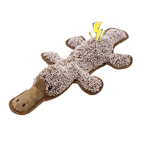 CHAWONER Squeaky Dog Toys Interactive No Stuffing Platypus Chew Toy with Crinkle Paper Soft Plush Toys for Small Medium Large Dogs