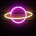 Produktbild Rosa Gelb Planet Leuchtreklamen Led Neon Wandschild Hängende Neonlichter Planet Kinder Nachtlampe USB/Batterie Neonlicht für Zimmer Wand Kinder Schlafzimmer Strand Hochzeitsdekor (11,8 '' × 7,1 '')