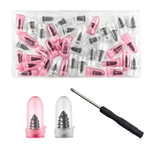 BESULEN Kit de 40 clavos de reparación de neumáticos de automóvil, 2 tamaños de tapones de rosca de goma en espiral con destornillador y caja, herramienta rápida de reparación de pinchazos de