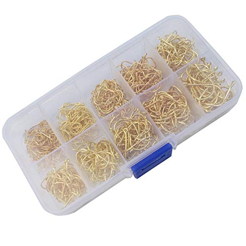 Wetest Upgraded Fishing Hooks Set High Carbon Steel Jig Bait Sharp Fish Hook Gold - Thumbnail 2