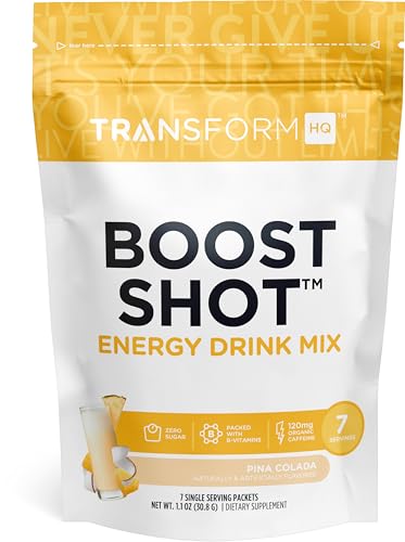 TransformHQ Boost Shot Powder Drink Stick Packets, Pina Colada, 7