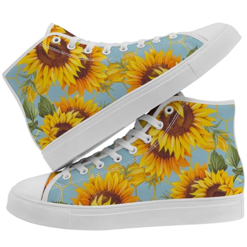 Women's Sunflower High Top Shoes High Top Canvas Sneakers3