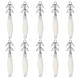 SUPVOX 10 anzuelos para Pesca Nocturna con Pulpo - Cebo de Calamar Que Brilla en la Oscuridad para Pesca de Altura - Cebo Duro Luminoso para Calamar, Accesorios Fluorescentes