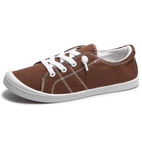 Image of Womens Slip On Shoes, Canvas Low Top Sneakers, Casual Classic Flat Shoes | Comfort Fashion Sneaker with Non Slip Rubber Outsole, Lightweight Tennis Shoes for Walking, Shopping, Picnic, Travel