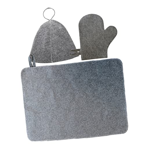 Milisten 1set Sauna Feltro Cappello Guanti e Cuscino Per Bagno Sauna Accessori Leggeri e Confortevoli Per Uso Domestico e Viaggi