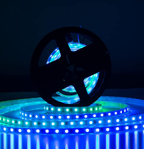 Image of WS2811 LED Strip Addressable Pixel Strip Light SMD 5050 RGB Dream Color LED Pixel RGB Strip Non-Waterproof DC12V (16.4FT 300LED, Black PCB Waterproof IP67)