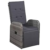  Leepesx Sillón reclinable de jardín con cojín, Sillas de Comedor, Sillas Relax,Silla de Camping， ratán sintético Gris