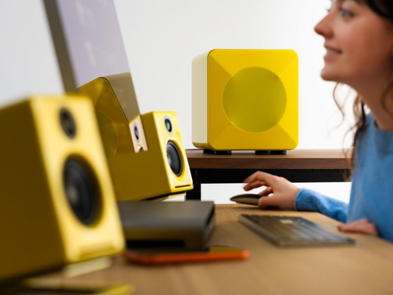 Image of Audioengine S6 Mini Subwoofer - Compact 210W Powered Bass Speaker | for Music, Movies, Gaming & Home Office Setups - Yellow