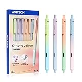 WRITECH Gel Rollerball Pens 0.7mm: Silent Click Smooth Writing Quick Dry Black Ink Gradient Aesthetic Design for Journaling School Office 8 Pack