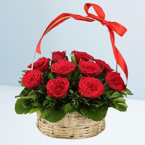 IFG's Beautiful Basket Arrangement of Red Roses, 15 pcs Fresh Flowers - Same Day Delivery-image-24