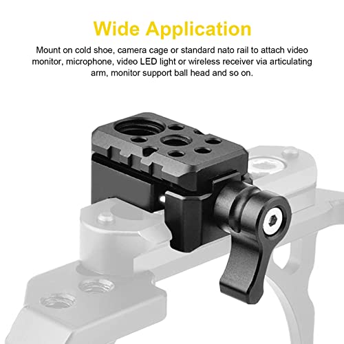 Pissente NATO Clamp Quick Release Mount, Cold Shoe Mount with 1/4 and 3/8 Inch Threads for Camera Cage, Black - Image 3