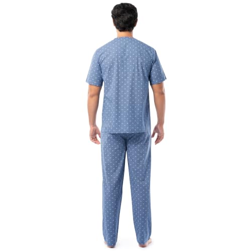Image of Fruit of the Loom Men's Broadcloth Short Sleeve Top and Long Pants Pajama Set