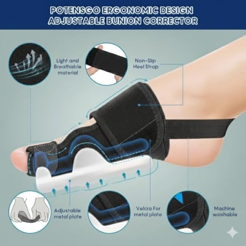 Image of Bunion Corrector for Women and Men| Toe Separator Both 2 Feet Bunion Splint, Big Toes Separation Pain Relief, Non-Surgical Adjustable Hallux Valgus Bunions Thumb Straightener, Hammer Toe Day Night Support (Pack of 1)