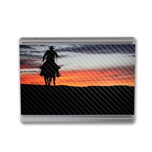 Image of MightySkins Carbon Fiber Skin Compatible with Microsoft Surface Laptop Go 3 (2023) Full Wrap Kit - Lone Rider | Protective, Durable Textured Carbon Fiber Finish | Made in The USA