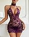Avidlove Sexy Sheer Lace Bodycon Mini Lingerie Dress with Thong 2 Piece Set Outfits Purple L