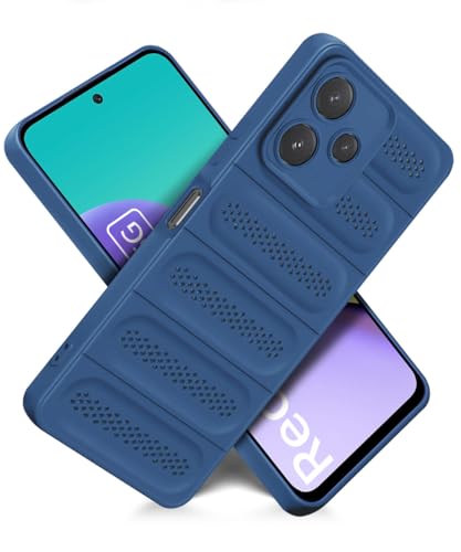 Image of WOW IMAGINE Ultimate Silicone Back Cover Case for Mi Redmi 12 5G | Redmi 12 4G | Poco M6 Pro 5G | Heat Dissipation Thin Soft TPU | 360 Camera Protection | Breathable Cooling Holes - Deep Blue