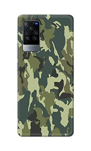 Image of Printed Hard Back Cover Case for Vivo X60 Pro Back Cover (Green Army Camouflage) -1803