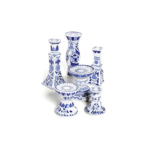 Two's Company Inc. Set of 6 Candleholders, Blue & White, One Size