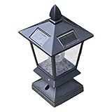 Solar-Pfostenleuchten, wasserdichte Hoflampe, 14 x 14 x 29 cm, intelligentes Zaun-Beleuchtungssystem mit automatischer Ladefunktion, dekoratives Gartenbeleuchtungsdesign, Wegeleuchte für den