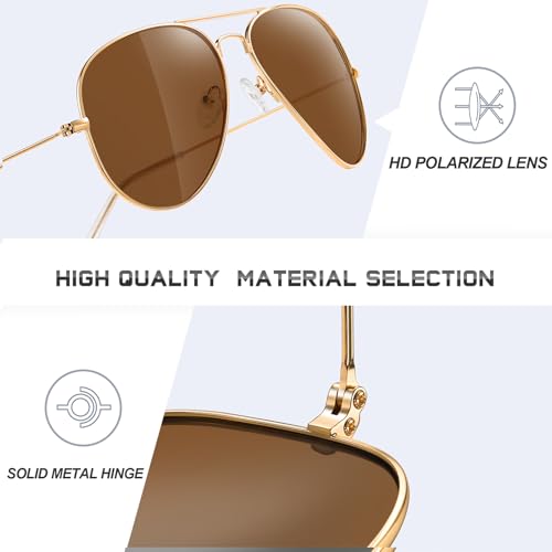 Image of Classic Aviator Sunglasses for Men Womens Polarized UV Protection Driving Sunglasses