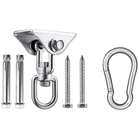 HOMPER Heavy Duty Swing Hangers 450KG Capacity SUS304 Stainless Steel 360° Rotate Hammock Chair Hanging Kit Suspension Hooks with Bolt for Concrete Wooden Sets Yoga Hammock Chair Sandbag Swing Sets Cover
