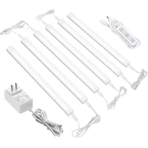 ASOKO Dimmable Under Cabinet Lighting for Kitchen - 6 Pcs 12 inches Linkable Counter Light Bars, Led...