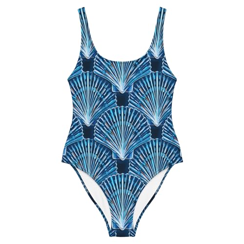 Unique Seashell Print, One-Piece Swimsuit, Womens Swimsuit, Girls Swimsuit, Flattering for All Figures, sm-3xl Swimsuit White