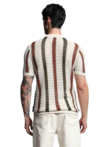 Image of Jack & Jones Men Self Design Polo Collar Cotton T-Shirt