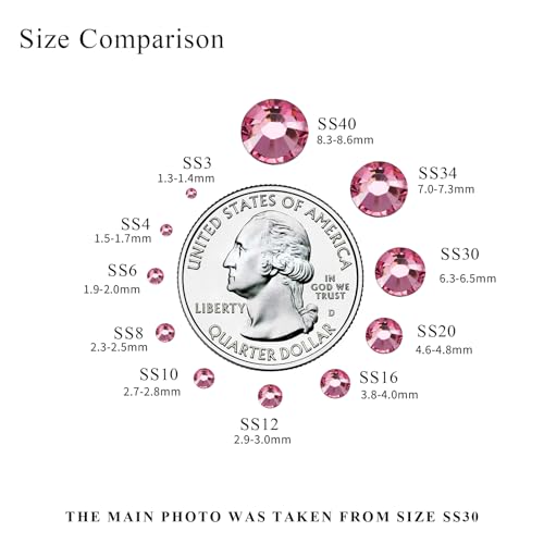 Image of Flatback Crystal Rhinestones Round Gems for Nail Art and Craft Clothes Glue Fix, Rose (2.9-3.0mm) SS12 /1440PCS