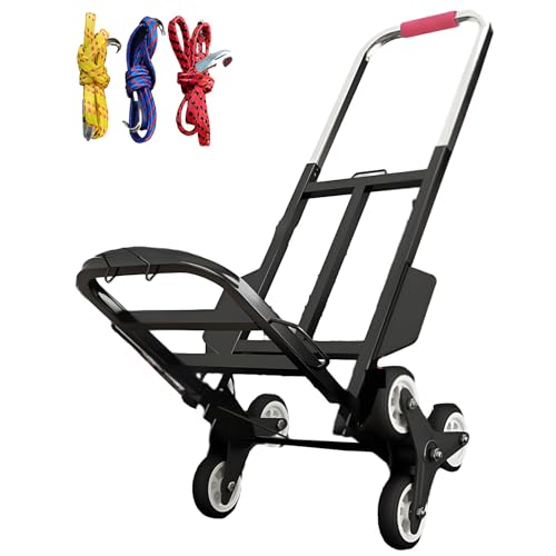 Carretilla de mano resistente para subir escaleras, capacidad de 330 libras, plegable, con 6 ruedas de goma para un fácil transporte y maniobrabilidad, ideal para mudanzas y servicios de entrega