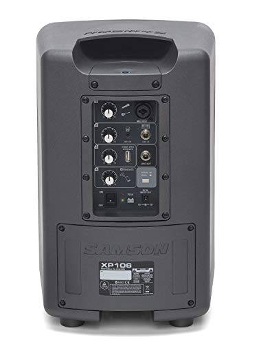Image of Samson XP106W Rechargeable 100W Portable Pa with Bluetooth and Wireless Mic | 100W Class-D Pa, 6 Woofer and 1 Tweeter, Up to 20-Hr Rechargeable Battery, Includes XPD1 Wireless Handheld Mic