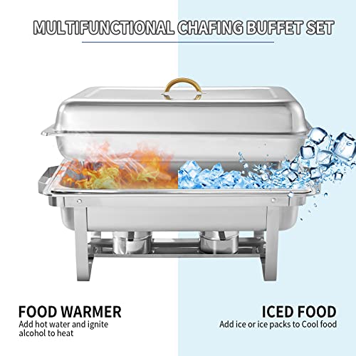 Thxsun Chafing Dish Buffet Set, 2-Pack 9Qt Stainless Steel Chafing Dishes For Buffet, Full Size Buffet Servers And Warmers With Pan, Lid, Fuel Holder, Foldable Frame For Catering Party Banquet Dining #TOP3
