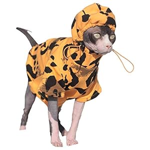 U/D Sphynx Haarlose Katzenbekleidung – Pullover mit Kapuze, Katzen und kleine Hunde, Größe L, Orange