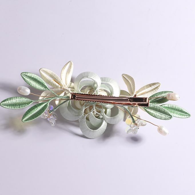 Barrette à cheveux fleur chinoise violette idée cadeau artisanal unique