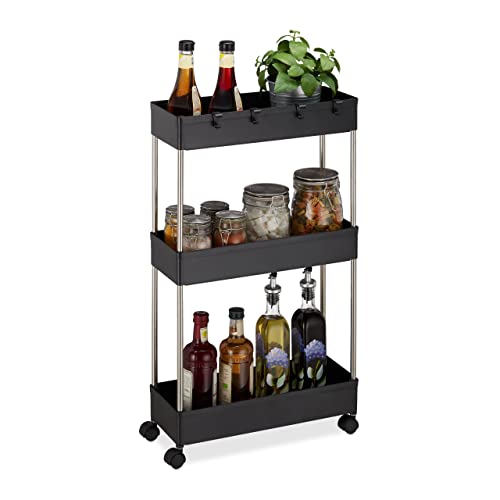 Relaxdays Nischenwagen Kunststoff, HBT 70 x 15,5 x 40,5 cm, schmales...