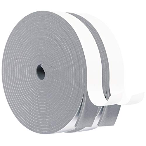 Window Foam Seal with Adhesive-2 Rolls, 1 Inch Wide X 1/8 Inch Thick High Density Soundproofing Door Insulation Air Conditioner Foam Weather Seal Total 33 Feet Long(16.5ft x 2 Rolls)