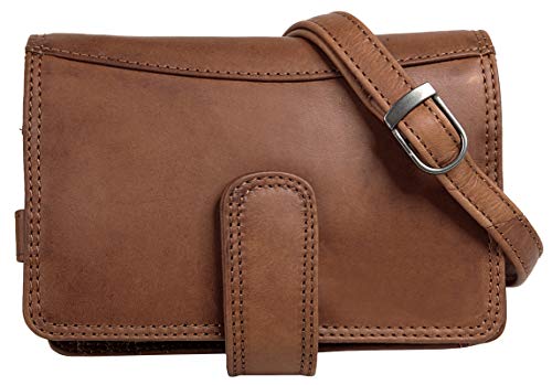 Cluty Umhängetasche Echt Leder Damen | 2in1 Mini Bag | Crossbody mit Kartenfächern | praktische Handtasche mit Smartphonefach | 019335