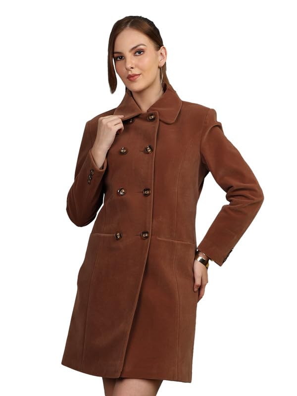 Image of PLAGG Women's Notched Lapel Long Overcoat