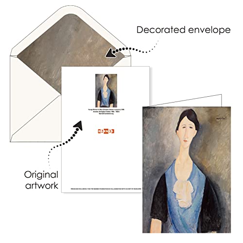 Image of RainCaper Fine Art Keepsake 5x7 Blank Stationery Greeting Note Cards With Decorative Envelopes, Gift Boxed Set of 16 | 300 GSM Cardstock (Barnes /Modigliani)