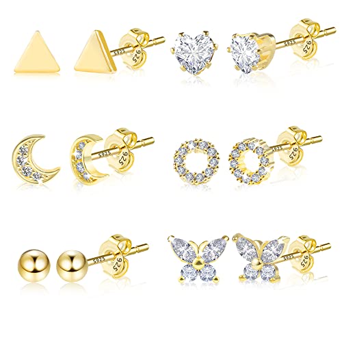 ALEXCRAFT Pendientes Oro Niña Chapado En Oro De 14K Pendientes Hipoalergenicos Mujer Pendientes De Oro Mujer Joyas De Mujer Quirurgico Pequeños